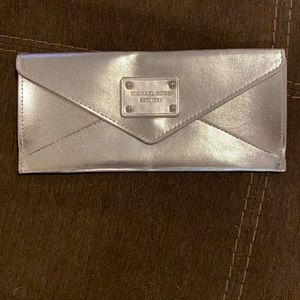 Silver Michael kors envelope clutch